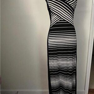 White House Black Market Black & White Striped Maxi Dress